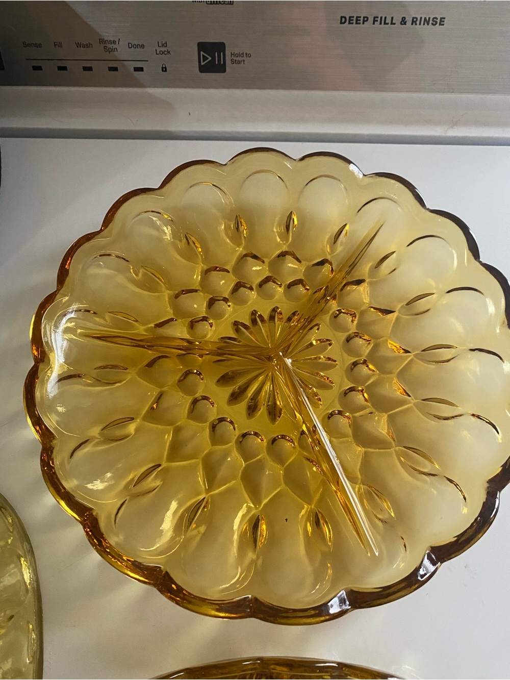 Vintage Anchor Hocking Fairfield Amber 3-Part Relish Dish – 1970s